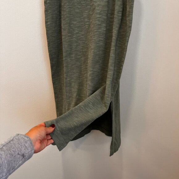 Lou & Grey Women's Marled Midi Skirt Size Large Green Pull On Side Slits NWT - Picture 4 of 9
